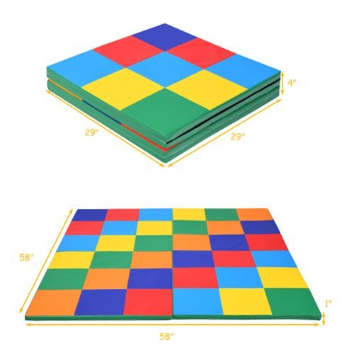Costway 58'' Toddler Foam Play Mat Baby Folding Activity Floor Mat Home School Daycare - Multi-color WORLDWIDE DELIVERY