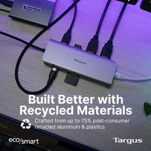 Targus USB-C Alt. Mode Dual HDMI 4K Mobile Dock with 140W EPR Pass-Thru & SD Reader - Silver BUY IN QATAR