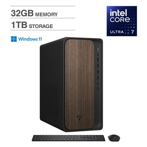 HP - Refurbished Excellent - OmniDesk Desktop (Ultra 7-265, 32GB, 1TB SSD, Intel Graphics, WiFi 6, Bluetooth 5.4, Win 11 Home) - Dark Wood-Front_Standard 