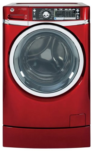  GE - RightHeight 4.8 Cu. Ft. 13-Cycle High-Efficiency Steam Front-Loading Washer - Ruby Red
