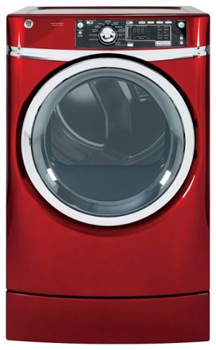  GE - RightHeight 8.3 Cu. Ft. 12-Cycle Electric Dryer with Steam - Ruby Red