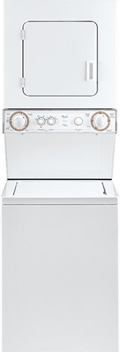  Whirlpool - 1.5 Cu. Ft. 5-Cycle Washer and 3.4 Cu. Ft. 4-Cycle Gas Dryer Electric Combo - White on White - White on White