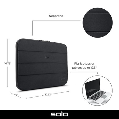 Solo New York Bond Padded Ultrabook Sleeve for 17.3 Laptop - Black GLOBAL SHIPPING