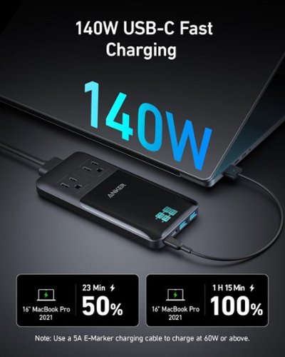 Anker - Prime 6-in-1 140W Compact Power Strip, USB C Charging Station for Work and Travel-Front_Standard 