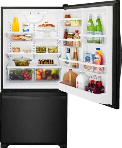  Whirlpool - 18.7 Cu. Ft. Bottom-Freezer Refrigerator with Spillguard Glass Shelves - Black