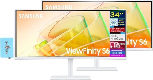 Samsung - ViewFinity 34" UWQHD Curved Monitor HDR10, AMD FreeSync, Anti-Glare, VESA Mount, HDMI & DKZ Hub, 2 Pack - White-Front_Standard 