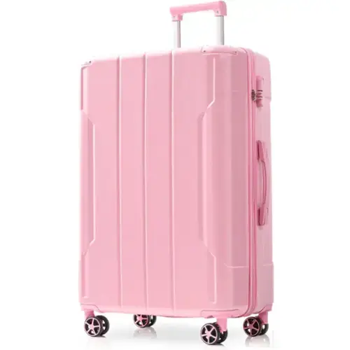 Front. HTUTWOO - Hardshell Luggage - 28-inch Expandable Checked Suitcase, Lightweight Durable ABS, Double Wheels - Pink.