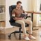 KERDOM - Swivel Tilt Gamer Ergonomic Computer Chair with Lumbar Support, Height Adjustable, Adjustable Arms Space Saving - Black-Front_Standard