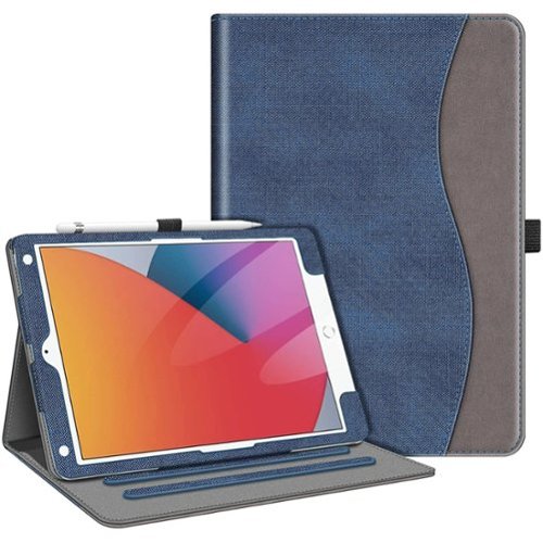 Kitcheniva - Protective Stand Case For iPad 9th 8th 7th Generation 10.2 Inch With Pocket Holder - Denim Indigo-Front_Standard 