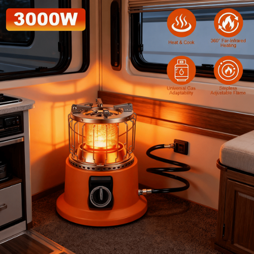 Akoasm - 3000W Propane Heater & Stove 2-in-1 - 360° Far Infrared Heating for 323 Sq Ft, Stepless Flame Control for Camping RV-Front_Standard 