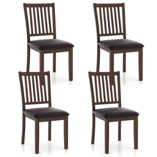 Costway Modern Dining Chair Set of 4 with Slanted High Backrest Wear-resistant PVC Leather - Cappuccino, Black