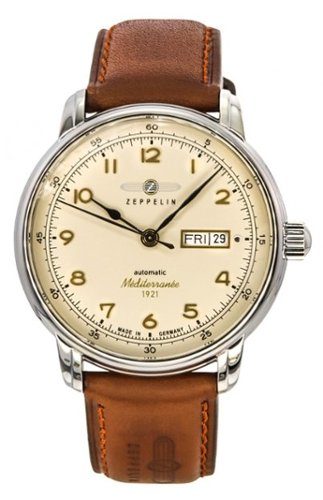 Zeppelin Mediterranee Automatic 96645 1921 Leather Strap Beige