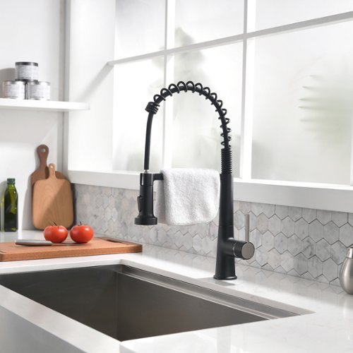 Kitchen Faucet with Pull Down Sprayer Modern Commercial Spring Pull-Out Kitchen Sink Faucet-Front_Standard 