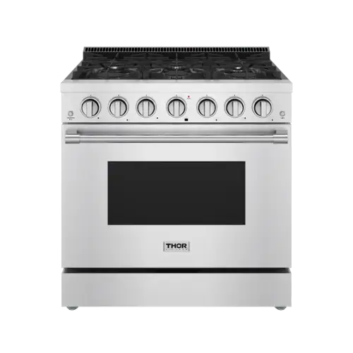 Front. Thor Kitchen - 6.0 Cu Ft. Professional Freestanding Liquid Propane Gas Range - Stainless Steel.