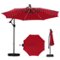 Costway - 10 FT Solar Offset Hanging Umbrella with 96 Solar Multi-colored Flowing LED Lights - Red-Front_Standard