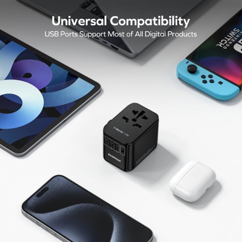 Momax 1-World 4-Port Travel Charger 17W Black - Black WHERE TO BUY