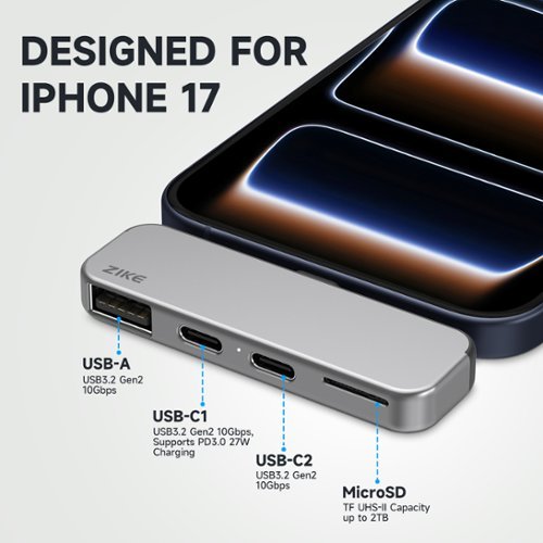 Zike Z806 USB C Extender for iPhone 17/16/15, 4 in 1 10Gbps