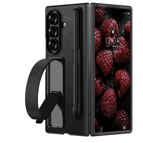 Stock Preferred - Wristband Case with Kickstand & S Pen Holder For Samsung Galaxy Z Fold 7 - Black-Front_Standard 