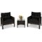 Costway - 3PCS Outdoor Rattan Conversation Set Patio Garden Cushioned Sofa Chair - Black-Front_Standard