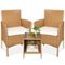 Best Choice Products - 3-Piece Outdoor Wicker Conversation Patio Bistro Set, w/ 2 Chairs, Table - Natural/Ivory-Front_Standard