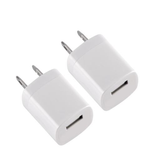 Qixxronics - 2pcs USB Wall Charger, 1A/5V Charger Compatible with iPhone X/8/7/6/6S Plus, Xs Max XR, iPad, Samsung, Android, and More - White-Front_Standard 