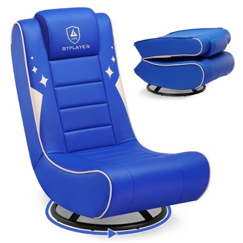 GTPlayer - Floor Gaming Chair Foldable Swivel Floor Chairs 360° Multipurpose - Blue-Front_Standard 