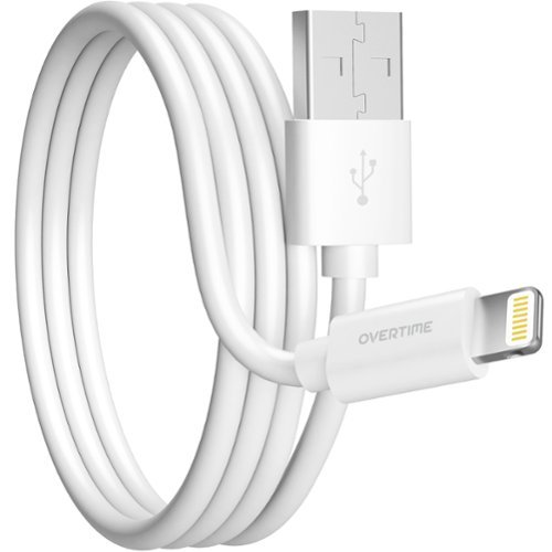 Overtime - Apple MFI Certified USB to Lightning 6ft Cable, Fast Charging & Data Transfer, White - White-Front_Standard 