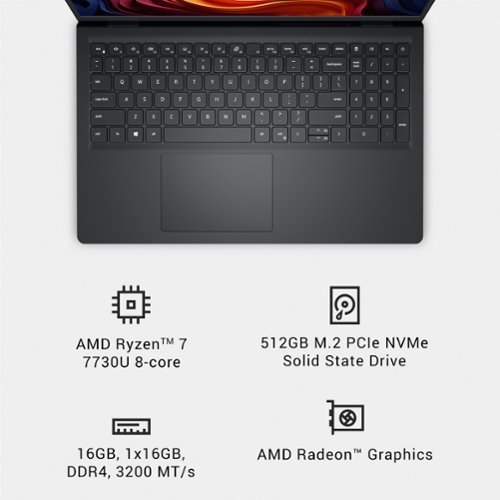 Dell 15.6 2K Touchscreen Laptop - AMD Ryzen 7 7000 Series-7730U 2023 - 16GB Memory - 512GB Storage - Carbon Black SHOP ONLINE