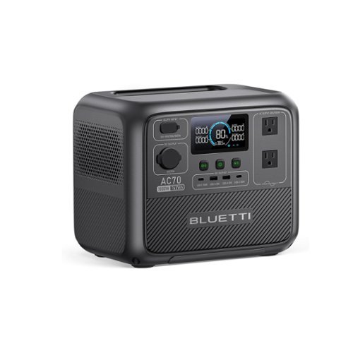 BLUETTI - 1000-Watt Continuous/1500W Peak Output Power Station AC70 768 LiFePO4 Battery Solar Generator for Outdoor (768 Wh Capacity) - Gray-Front_Standard 