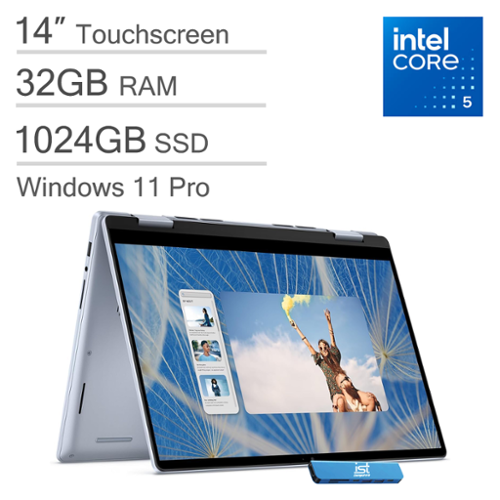 Dell - Inspiron 14 7440 14" WUXGA 2-in-1 Touchscreen Laptop - Intel Core 5 with 32GB Memory - 1TB SSD - Windows 11 Pro - Blue-Front_Standard 