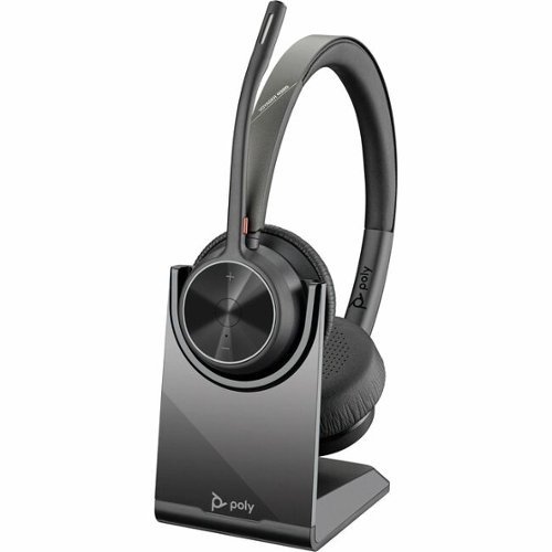 HP - Poly Voyager 4320 UC Stereo USB-A Headset + BT700 USB-A Adapter + Charging Stand - Microsoft Teams Certification - Siri - Blue-Front_Standard 