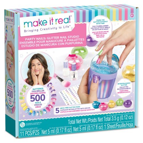 Make It Real - Make It Real: Party Nails Glitter Nail Studio- DIY Nail Kit, Decorate 500 Nails