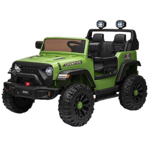 GARVEE - 24V 4WD 2-Seater Ride-On Jeep for Kids, Dual 200W Motors, Remote Control, LED Lights, Bluetooth Music, 7Ah Battery - Green-Front_Standard 