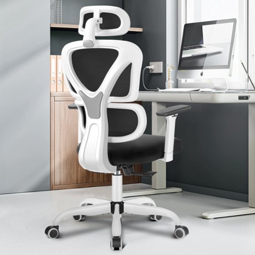 KERDOM - Ergonomic High Back Breathable Mesh Office Chair with Headrest and 3D Armrests - Home Desk Chair Task Chair Gaming Chair - White