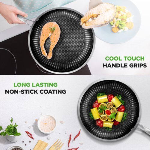 NutriChef 8 Piece Triply Cookware Set, Non Stick Coating, Pots