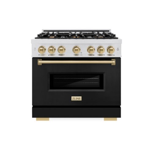 ZLINE - Autograph 36 in. Classic Satin Steel Gas Range with Bronze Accents (CGRSZ-BLM-36-CB) - White