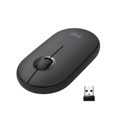  Logitech - Pebble M350 Wireless Optical Ambidextrous Mouse with Silent Click - Graphite