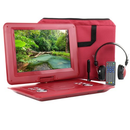 Trexonic - Refurbished Excellent - 14.1 Inch Portable DVD with TV Tuner Player with Swivel TFT LCD Screen and USB,SD,AV,HDMI Inputs - Red-Front_Standard 