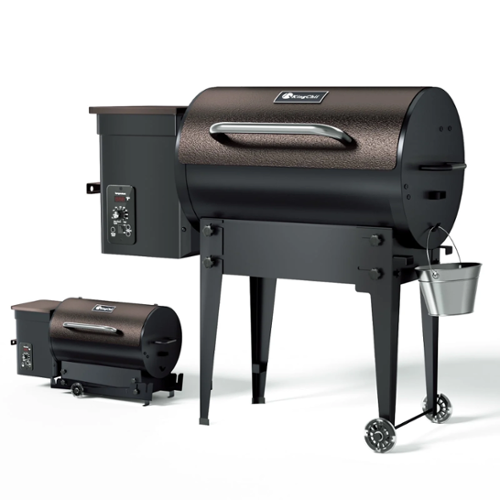 KingChii - 456 sq in Wood Pellet Smoker and Grill BBQ with Auto Temperature Control - Bronze-Front_Standard 