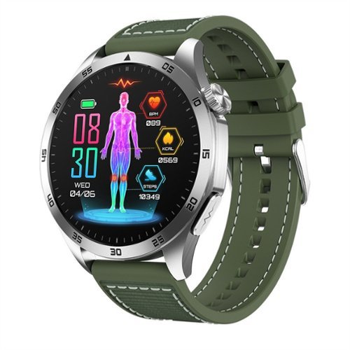 SKRAN - Smart Health Watch with ECG -Bluetooth Calling, Micro Health Check, and Mood Tracking Features, Nylon Strap Version - Green - (2026)-Front_Standard 