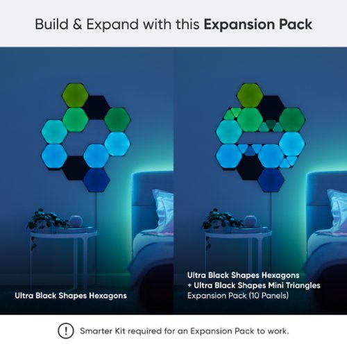 Nanoleaf Shapes Ultra Black Mini Triangles Expansion Pack (10 Panels) - Multicolor WORLDWIDE DELIVERY
