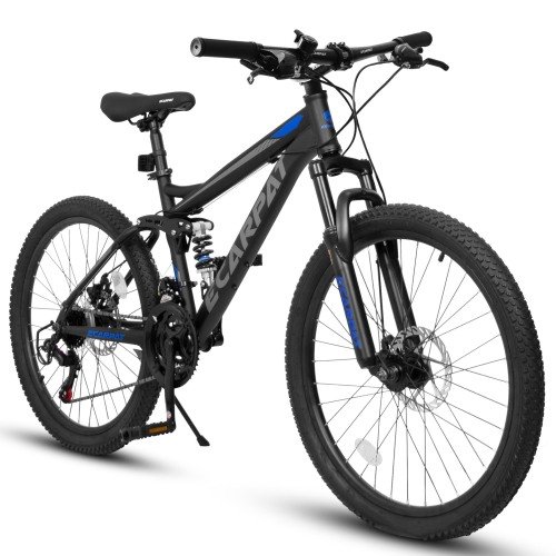Anysun - 27.5" Full Suspension Mountain Bike - Dual Shock Absorbers, 21-Speed Gears, Mechanical Disc Brakes for Adults - Black-Front_Standard 