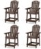 Costway - 4 PCS Tall Bar Stool HDPE Patio Chair with Armrest Footrest Home Indoor Outdoor - Brown-Front_Standard