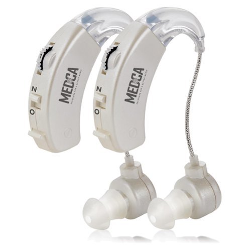 MEDca - Behind the Ear Sound Amplifier - BTE Hearing Ear Amplification Device and Digital Sound Enhancer PSAD - White-Front_Standard 