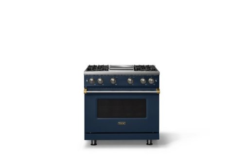 Viking - 36"W. Pro5S 5.1 Cu. Ft. Freestanding Sealed 4 Burner Gas Convection Range/Griddle-Slate Blue w. Brushed Brass - Slate Blue