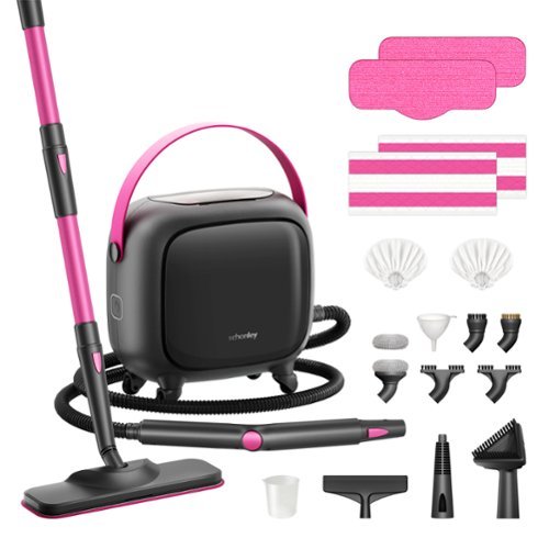 Schenley - 21-in-1 Steam Cleaner, High-Pressure Heavy-Duty Steamer for Deep Cleaning, Large Water Tank, Multi-Purpose - Magenta & Noble Gray-Front_Standard 