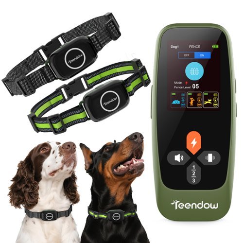 Teendow - T800 Pro Wireless Dog Fence for 2 Dogs, Zero Delay Response, 3-in-1 Collar w/ Training & Bark Control - Green-Front_Standard 