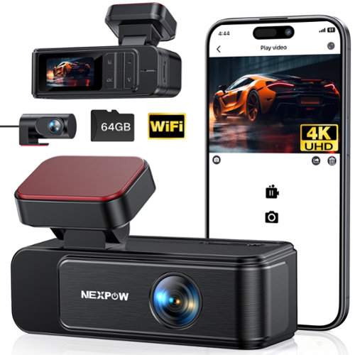 NEXPOW - 4K+2K Dash Cam,Front and Rear Dual Dash Camera for Cars with 64GB Card,Built-in Wifi,Night Vision,G-Sensor-Front_Standard 