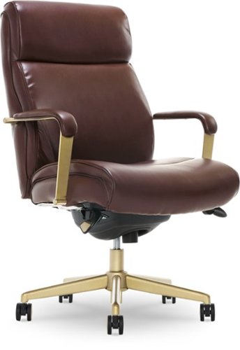 La-Z-Boy - Modern Melrose Executive Office Chair with Brass Finish - Brown-Front_Standard 