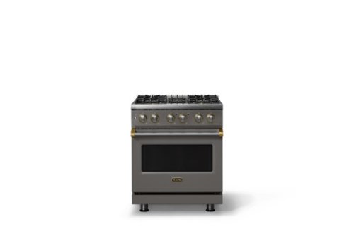 Viking - 30 in. Wide 4 Burner Pro 5 Series 4.7 Cu. Ft. Freestanding Sealed DF Convection Range with Brushed Brass Trim - Damascus Gray